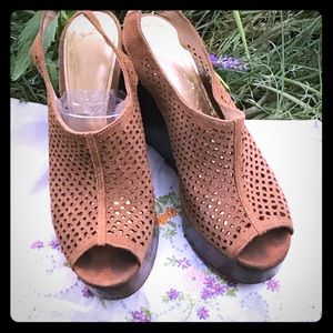 Coach Chastity Platform Suede Wedges